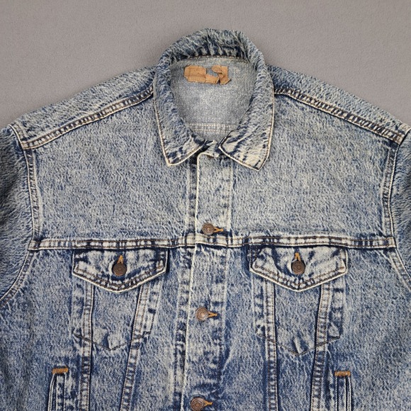 Vintage Levis Denim Trucker Jacket Mens Large‎ Blue Acid Washed USA 70507 0510 - Picture 2 of 16